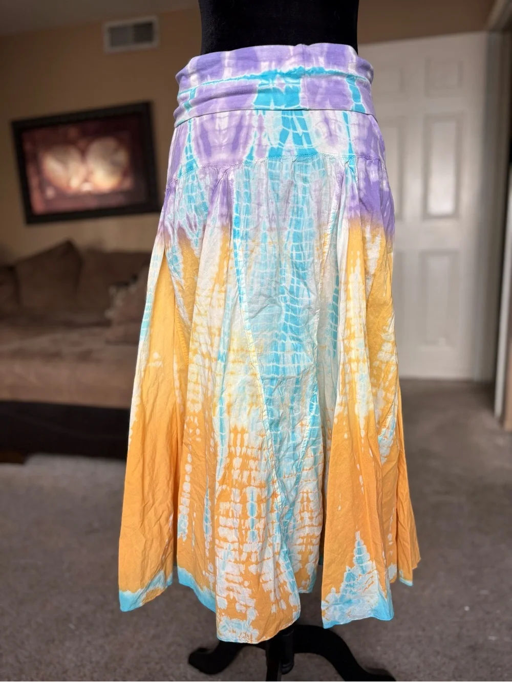Raviya Tie-Dye Circle Skirt in Purple, Turquoise & Mustard